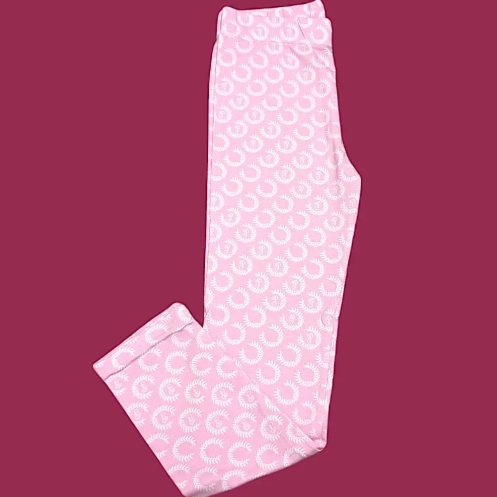 Booky Full length Soft Cotton stretchy Baby Pink Wreath leggings Skinny Fit NWOT